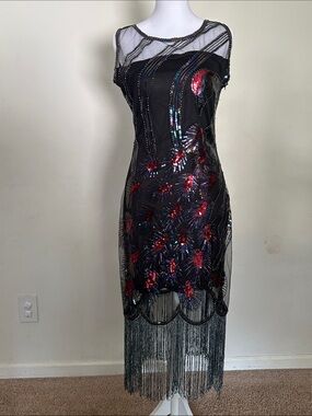 BABEYOND Coucoland 1920s
Peacock Flapper Dress for Women, M, Black, Multicolor